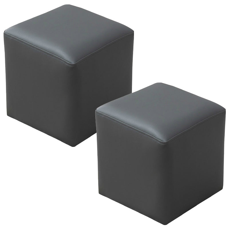 Pink Stain Resistant Pouf Solid Color Square Pouf for Living Room Grey 2 Piece Set Clearhalo 'furn' 'furn_ottomans_poufs' 'Furniture' 'Living Room Furniture' 'Ottomans & Poufs' 'ottomans_poufs' 6006815