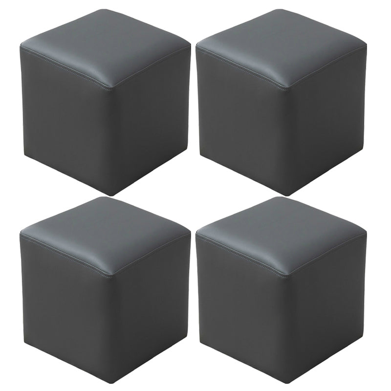 Pink Stain Resistant Pouf Solid Color Square Pouf for Living Room Grey 4 Piece Set Clearhalo 'furn' 'furn_ottomans_poufs' 'Furniture' 'Living Room Furniture' 'Ottomans & Poufs' 'ottomans_poufs' 6006817