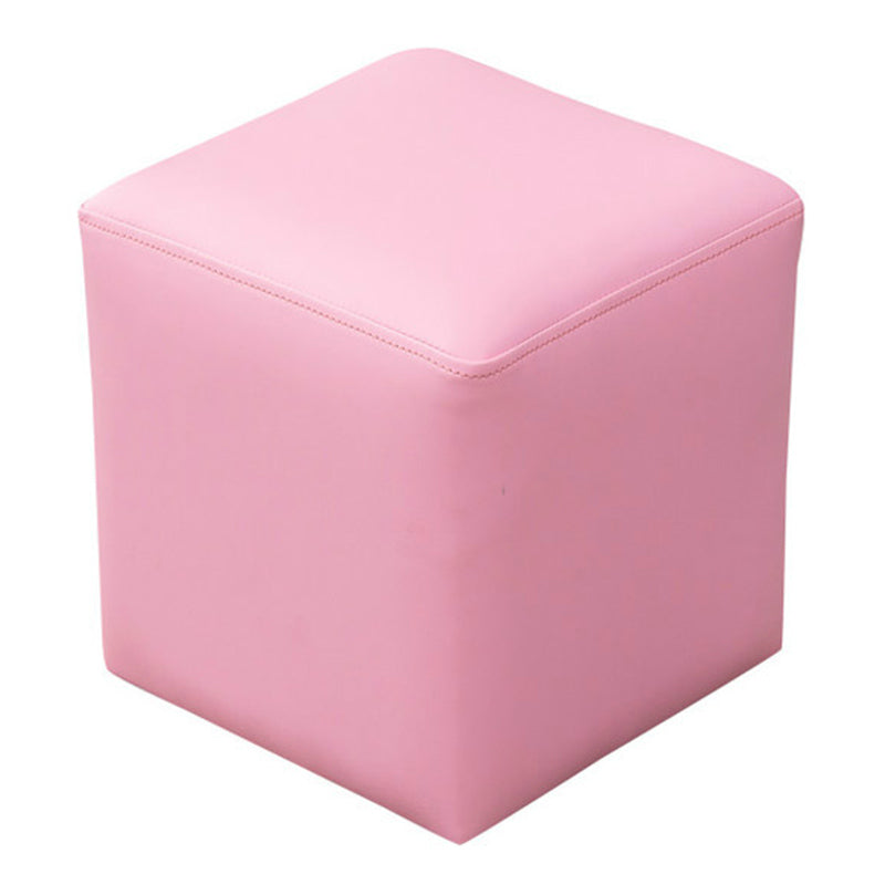 Pink Stain Resistant Pouf Solid Color Square Pouf for Living Room Pink 1 Piece Clearhalo 'furn' 'furn_ottomans_poufs' 'Furniture' 'Living Room Furniture' 'Ottomans & Poufs' 'ottomans_poufs' 6006818