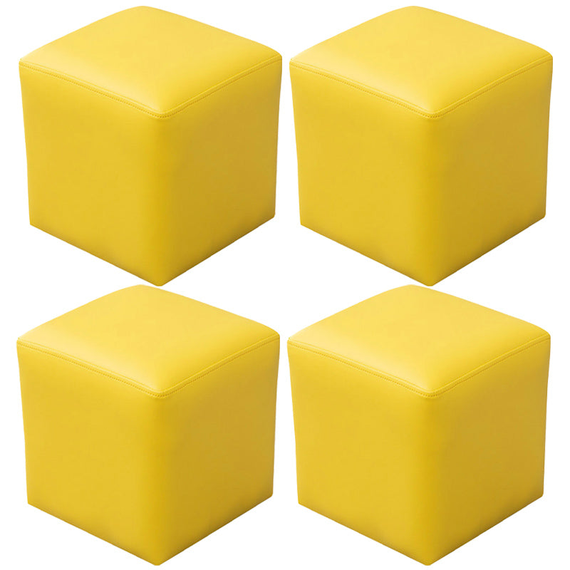 Pink Stain Resistant Pouf Solid Color Square Pouf for Living Room Yellow 4 Piece Set Clearhalo 'furn' 'furn_ottomans_poufs' 'Furniture' 'Living Room Furniture' 'Ottomans & Poufs' 'ottomans_poufs' 6006823