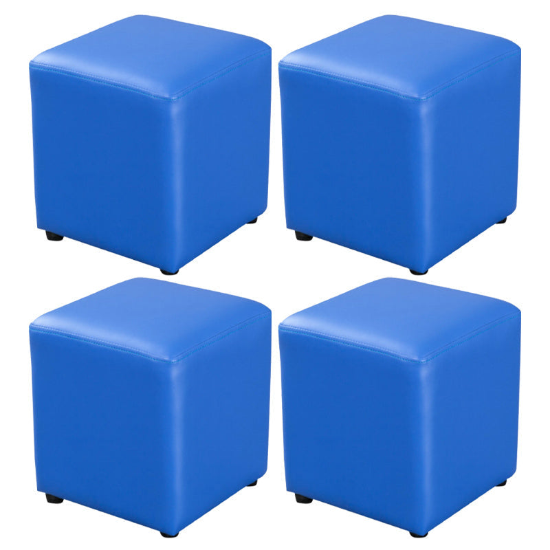 Pink Stain Resistant Pouf Solid Color Square Pouf for Living Room Blue 4 Piece Set Clearhalo 'furn' 'furn_ottomans_poufs' 'Furniture' 'Living Room Furniture' 'Ottomans & Poufs' 'ottomans_poufs' 6006829