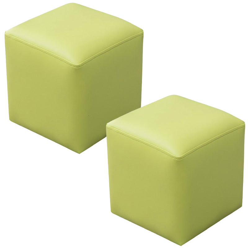 Pink Stain Resistant Pouf Solid Color Square Pouf for Living Room Light Green 2 Piece Set Clearhalo 'furn' 'furn_ottomans_poufs' 'Furniture' 'Living Room Furniture' 'Ottomans & Poufs' 'ottomans_poufs' 6006837