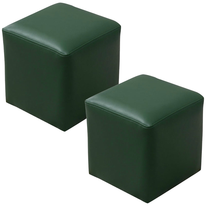 Pink Stain Resistant Pouf Solid Color Square Pouf for Living Room Blackish Green 2 Piece Set Clearhalo 'furn' 'furn_ottomans_poufs' 'Furniture' 'Living Room Furniture' 'Ottomans & Poufs' 'ottomans_poufs' 6006843