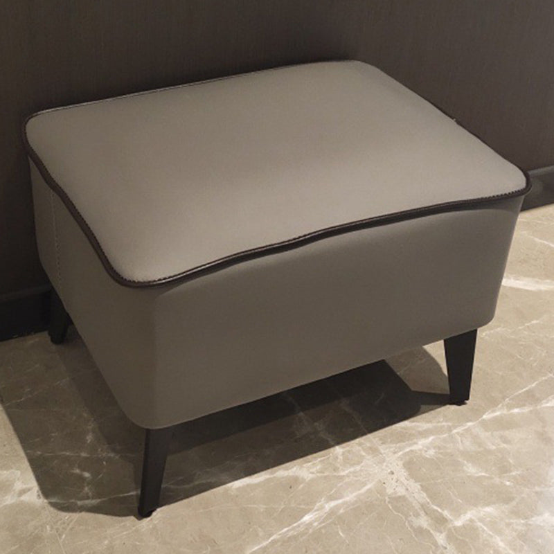 Mid-Century Modern Ottoman Faux Leather Upholstered Solid Color Ottoman with Chair Legs Dark Gray 1 Piece Clearhalo 'furn' 'furn_ottomans_poufs' 'Furniture' 'Living Room Furniture' 'Ottomans & Poufs' 'ottomans_poufs' 6006850