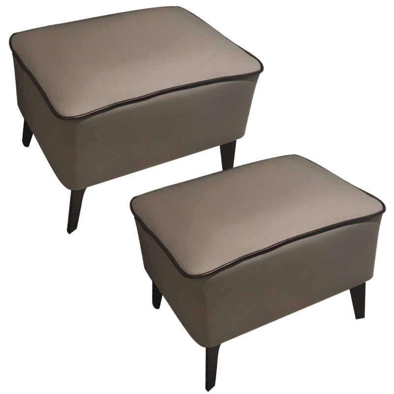 Mid-Century Modern Ottoman Faux Leather Upholstered Solid Color Ottoman with Chair Legs Dark Gray 2 Piece Set Clearhalo 'furn' 'furn_ottomans_poufs' 'Furniture' 'Living Room Furniture' 'Ottomans & Poufs' 'ottomans_poufs' 6006852