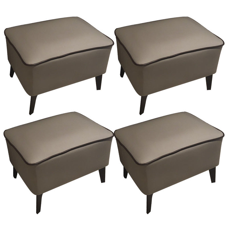Mid-Century Modern Ottoman Faux Leather Upholstered Solid Color Ottoman with Chair Legs Dark Gray 4 Piece Set Clearhalo 'furn' 'furn_ottomans_poufs' 'Furniture' 'Living Room Furniture' 'Ottomans & Poufs' 'ottomans_poufs' 6006854