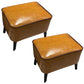 Mid-Century Modern Ottoman Faux Leather Upholstered Solid Color Ottoman with Chair Legs Yellow 2 Piece Set Clearhalo 'furn' 'furn_ottomans_poufs' 'Furniture' 'Living Room Furniture' 'Ottomans & Poufs' 'ottomans_poufs' 6006857