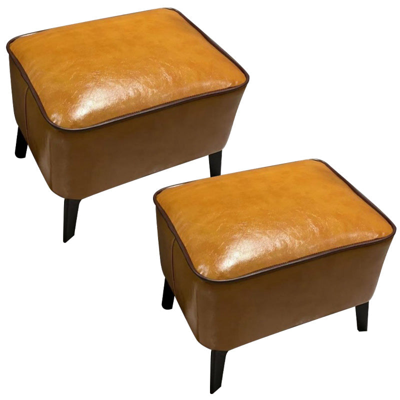 Mid-Century Modern Ottoman Faux Leather Upholstered Solid Color Ottoman with Chair Legs Yellow 2 Piece Set Clearhalo 'furn' 'furn_ottomans_poufs' 'Furniture' 'Living Room Furniture' 'Ottomans & Poufs' 'ottomans_poufs' 6006857