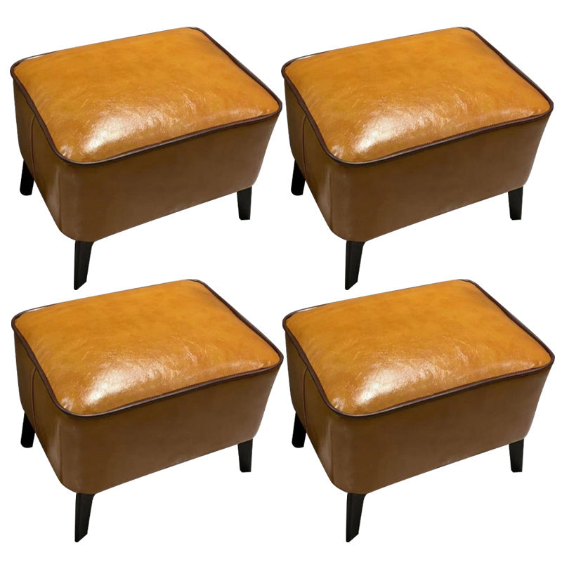 Mid-Century Modern Ottoman Faux Leather Upholstered Solid Color Ottoman with Chair Legs Yellow 4 Piece Set Clearhalo 'furn' 'furn_ottomans_poufs' 'Furniture' 'Living Room Furniture' 'Ottomans & Poufs' 'ottomans_poufs' 6006860