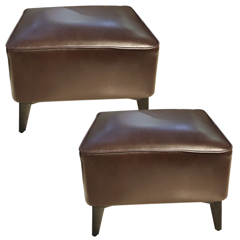 Mid-Century Modern Ottoman Faux Leather Upholstered Solid Color Ottoman with Chair Legs Brown 2 Piece Set Clearhalo 'furn' 'furn_ottomans_poufs' 'Furniture' 'Living Room Furniture' 'Ottomans & Poufs' 'ottomans_poufs' 6006863