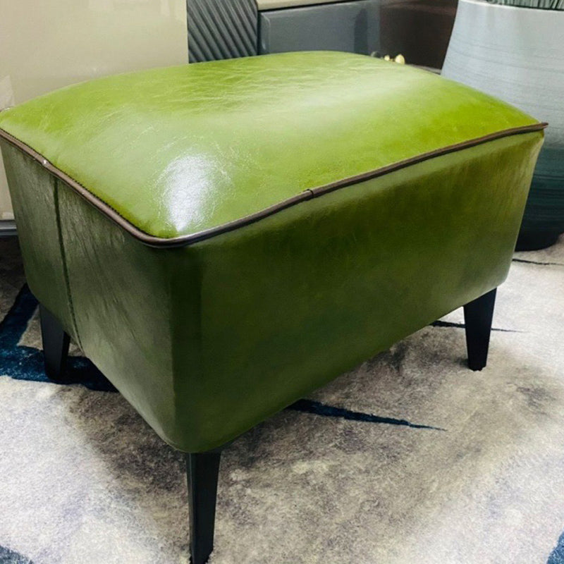 Mid-Century Modern Ottoman Faux Leather Upholstered Solid Color Ottoman with Chair Legs Green 1 Piece Clearhalo 'furn' 'furn_ottomans_poufs' 'Furniture' 'Living Room Furniture' 'Ottomans & Poufs' 'ottomans_poufs' 6006865