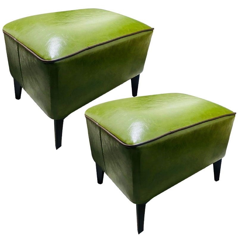 Mid-Century Modern Ottoman Faux Leather Upholstered Solid Color Ottoman with Chair Legs Green 2 Piece Set Clearhalo 'furn' 'furn_ottomans_poufs' 'Furniture' 'Living Room Furniture' 'Ottomans & Poufs' 'ottomans_poufs' 6006866