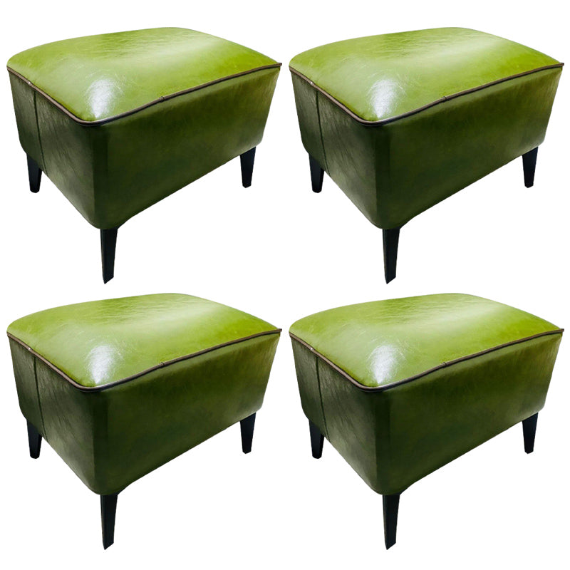 Mid-Century Modern Ottoman Faux Leather Upholstered Solid Color Ottoman with Chair Legs Green 4 Piece Set Clearhalo 'furn' 'furn_ottomans_poufs' 'Furniture' 'Living Room Furniture' 'Ottomans & Poufs' 'ottomans_poufs' 6006867