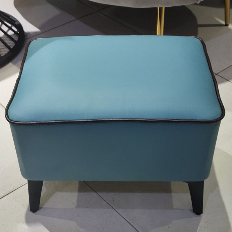 Mid-Century Modern Ottoman Faux Leather Upholstered Solid Color Ottoman with Chair Legs Aqua 1 Piece Clearhalo 'furn' 'furn_ottomans_poufs' 'Furniture' 'Living Room Furniture' 'Ottomans & Poufs' 'ottomans_poufs' 6006868