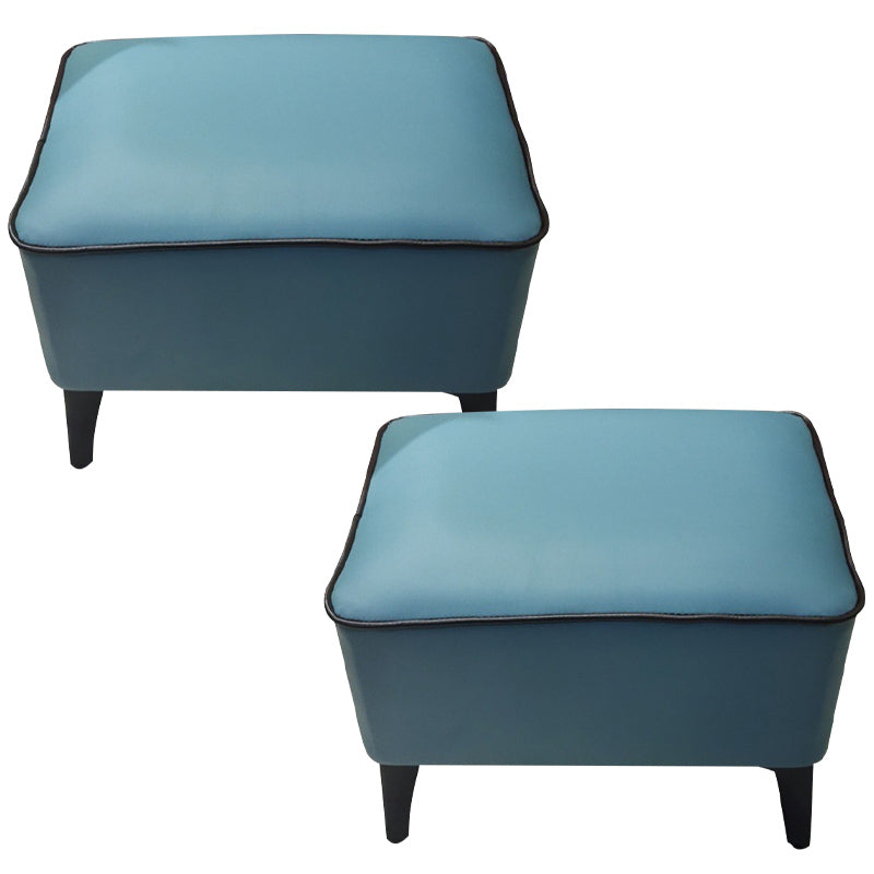 Mid-Century Modern Ottoman Faux Leather Upholstered Solid Color Ottoman with Chair Legs Aqua 2 Piece Set Clearhalo 'furn' 'furn_ottomans_poufs' 'Furniture' 'Living Room Furniture' 'Ottomans & Poufs' 'ottomans_poufs' 6006869
