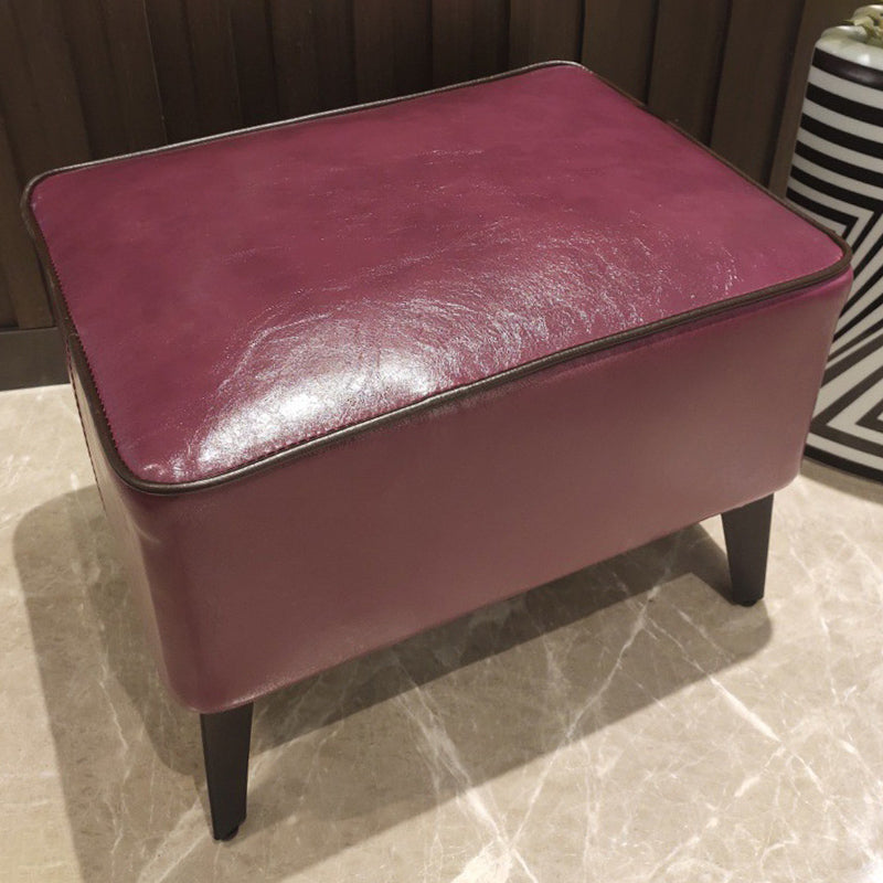 Mid-Century Modern Ottoman Faux Leather Upholstered Solid Color Ottoman with Chair Legs Purple 1 Piece Clearhalo 'furn' 'furn_ottomans_poufs' 'Furniture' 'Living Room Furniture' 'Ottomans & Poufs' 'ottomans_poufs' 6006871