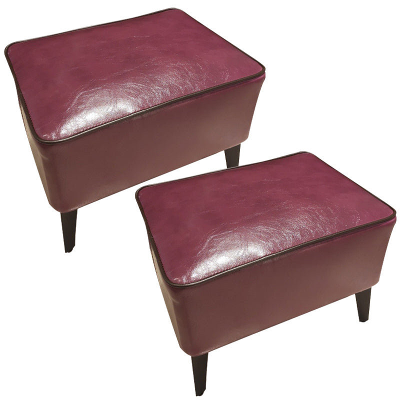 Mid-Century Modern Ottoman Faux Leather Upholstered Solid Color Ottoman with Chair Legs Purple 2 Piece Set Clearhalo 'furn' 'furn_ottomans_poufs' 'Furniture' 'Living Room Furniture' 'Ottomans & Poufs' 'ottomans_poufs' 6006872