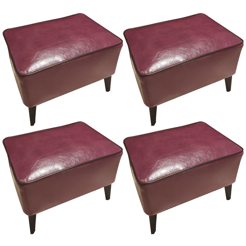 Mid-Century Modern Ottoman Faux Leather Upholstered Solid Color Ottoman with Chair Legs Purple 4 Piece Set Clearhalo 'furn' 'furn_ottomans_poufs' 'Furniture' 'Living Room Furniture' 'Ottomans & Poufs' 'ottomans_poufs' 6006873