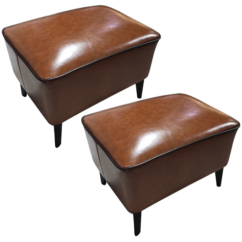 Mid-Century Modern Ottoman Faux Leather Upholstered Solid Color Ottoman with Chair Legs Light Brown 2 Piece Set Clearhalo 'furn' 'furn_ottomans_poufs' 'Furniture' 'Living Room Furniture' 'Ottomans & Poufs' 'ottomans_poufs' 6006875