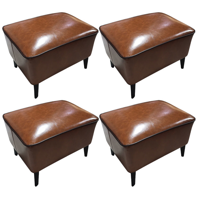 Mid-Century Modern Ottoman Faux Leather Upholstered Solid Color Ottoman with Chair Legs Light Brown 4 Piece Set Clearhalo 'furn' 'furn_ottomans_poufs' 'Furniture' 'Living Room Furniture' 'Ottomans & Poufs' 'ottomans_poufs' 6006876