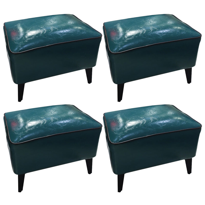 Mid-Century Modern Ottoman Faux Leather Upholstered Solid Color Ottoman with Chair Legs Blackish Green 4 Piece Set Clearhalo 'furn' 'furn_ottomans_poufs' 'Furniture' 'Living Room Furniture' 'Ottomans & Poufs' 'ottomans_poufs' 6006879