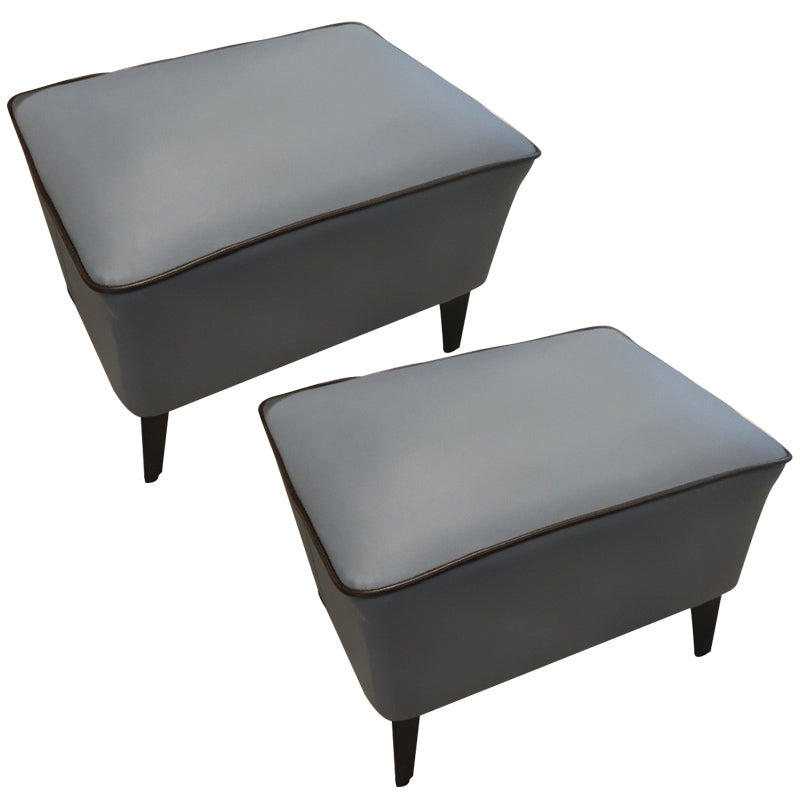 Mid-Century Modern Ottoman Faux Leather Upholstered Solid Color Ottoman with Chair Legs Gray Blue 2 Piece Set Clearhalo 'furn' 'furn_ottomans_poufs' 'Furniture' 'Living Room Furniture' 'Ottomans & Poufs' 'ottomans_poufs' 6006881