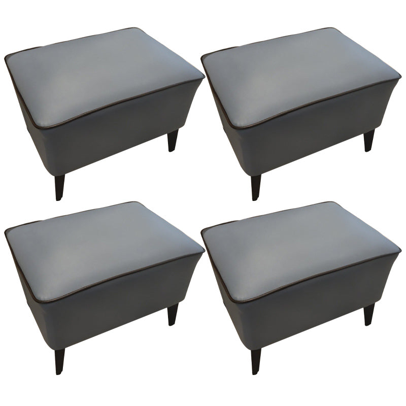 Mid-Century Modern Ottoman Faux Leather Upholstered Solid Color Ottoman with Chair Legs Gray Blue 4 Piece Set Clearhalo 'furn' 'furn_ottomans_poufs' 'Furniture' 'Living Room Furniture' 'Ottomans & Poufs' 'ottomans_poufs' 6006882