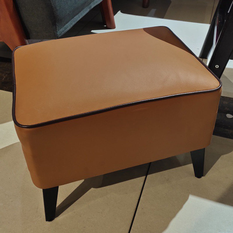 Mid-Century Modern Ottoman Faux Leather Upholstered Solid Color Ottoman with Chair Legs Orange 1 Piece Clearhalo 'furn' 'furn_ottomans_poufs' 'Furniture' 'Living Room Furniture' 'Ottomans & Poufs' 'ottomans_poufs' 6006883
