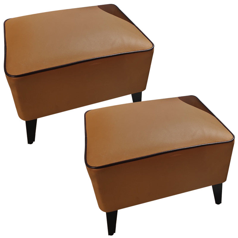 Mid-Century Modern Ottoman Faux Leather Upholstered Solid Color Ottoman with Chair Legs Orange 2 Piece Set Clearhalo 'furn' 'furn_ottomans_poufs' 'Furniture' 'Living Room Furniture' 'Ottomans & Poufs' 'ottomans_poufs' 6006884