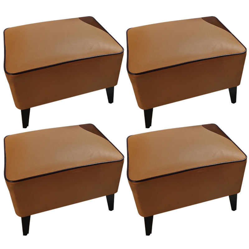 Mid-Century Modern Ottoman Faux Leather Upholstered Solid Color Ottoman with Chair Legs Orange 4 Piece Set Clearhalo 'furn' 'furn_ottomans_poufs' 'Furniture' 'Living Room Furniture' 'Ottomans & Poufs' 'ottomans_poufs' 6006885
