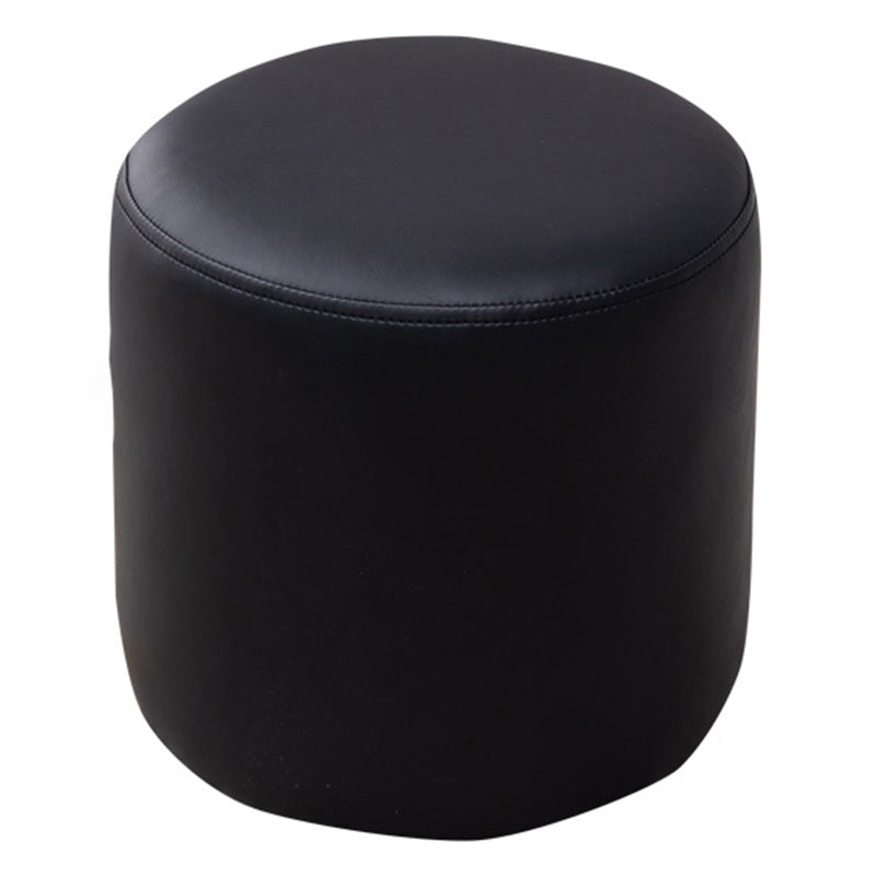Contemporary Pouf Ottoman Faux Leather Upholstered Solid Color Ottoman Black Round 1 Piece Clearhalo 'furn' 'furn_ottomans_poufs' 'Furniture' 'Living Room Furniture' 'Ottomans & Poufs' 'ottomans_poufs' 6007011