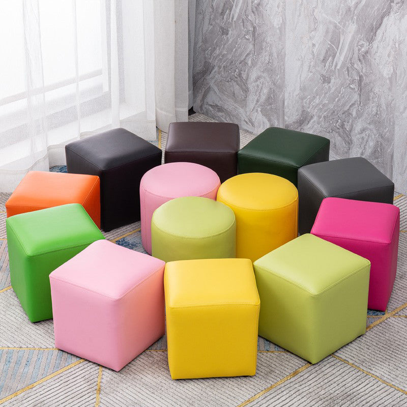 Contemporary Pouf Ottoman Faux Leather Upholstered Solid Color Ottoman Clearhalo 'furn' 'furn_ottomans_poufs' 'Furniture' 'Living Room Furniture' 'Ottomans & Poufs' 'ottomans_poufs' 6007014