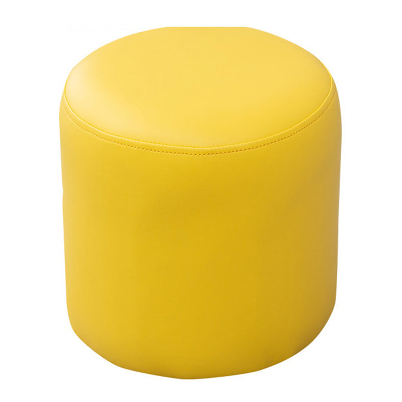 Contemporary Pouf Ottoman Faux Leather Upholstered Solid Color Ottoman Yellow Round 1 Piece Clearhalo 'furn' 'furn_ottomans_poufs' 'Furniture' 'Living Room Furniture' 'Ottomans & Poufs' 'ottomans_poufs' 6007023