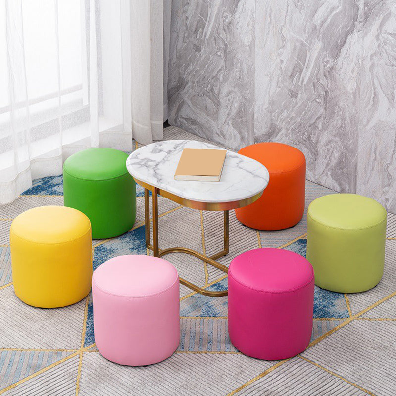 Contemporary Pouf Ottoman Faux Leather Upholstered Solid Color Ottoman Clearhalo 'furn' 'furn_ottomans_poufs' 'Furniture' 'Living Room Furniture' 'Ottomans & Poufs' 'ottomans_poufs' 6007029