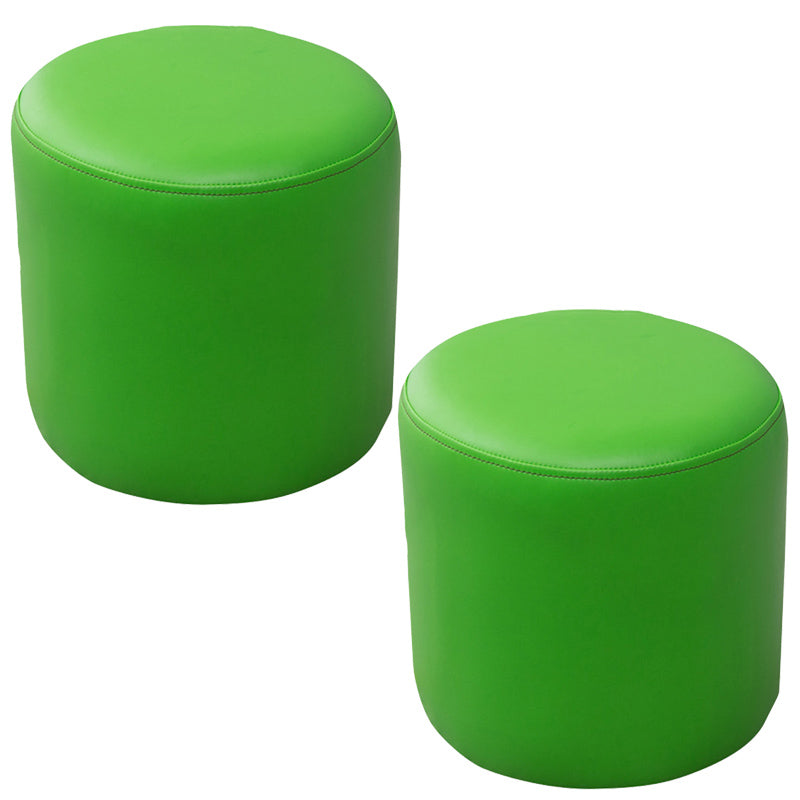 Contemporary Pouf Ottoman Faux Leather Upholstered Solid Color Ottoman Green Round 2 Piece Set Clearhalo 'furn' 'furn_ottomans_poufs' 'Furniture' 'Living Room Furniture' 'Ottomans & Poufs' 'ottomans_poufs' 6007030