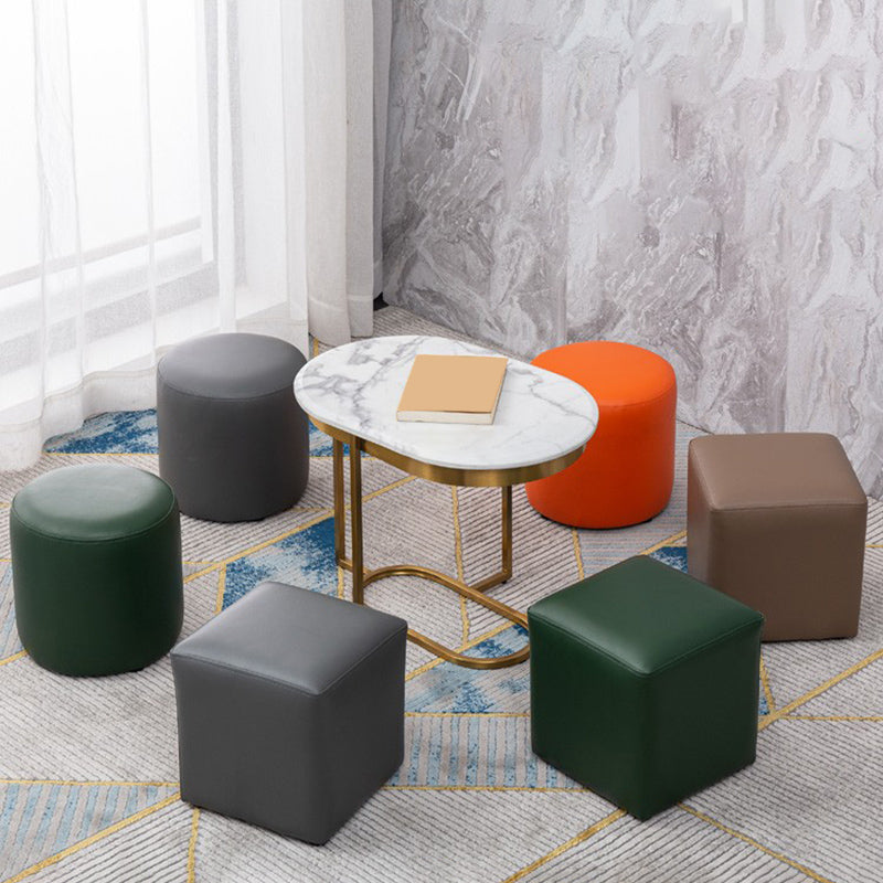 Contemporary Pouf Ottoman Faux Leather Upholstered Solid Color Ottoman Clearhalo 'furn' 'furn_ottomans_poufs' 'Furniture' 'Living Room Furniture' 'Ottomans & Poufs' 'ottomans_poufs' 6007032