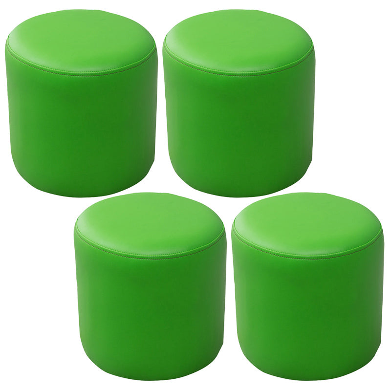 Contemporary Pouf Ottoman Faux Leather Upholstered Solid Color Ottoman Green Round 4 Piece Set Clearhalo 'furn' 'furn_ottomans_poufs' 'Furniture' 'Living Room Furniture' 'Ottomans & Poufs' 'ottomans_poufs' 6007033