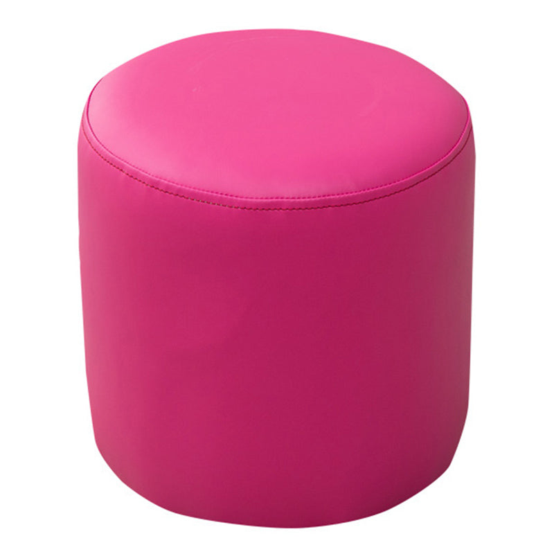 Contemporary Pouf Ottoman Faux Leather Upholstered Solid Color Ottoman Rose Red Round 1 Piece Clearhalo 'furn' 'furn_ottomans_poufs' 'Furniture' 'Living Room Furniture' 'Ottomans & Poufs' 'ottomans_poufs' 6007035