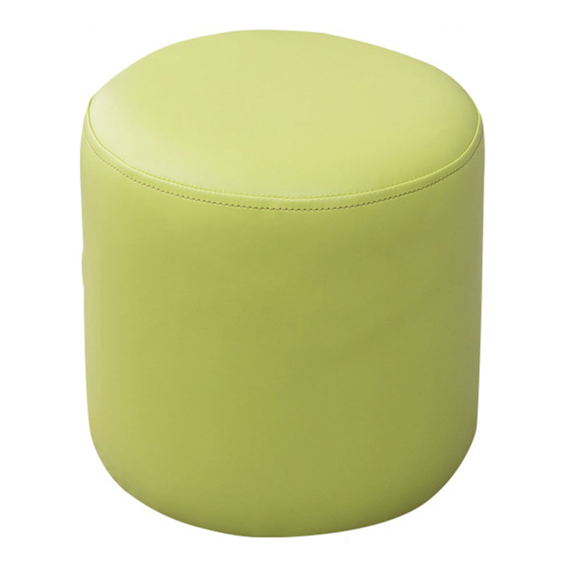 Contemporary Pouf Ottoman Faux Leather Upholstered Solid Color Ottoman Light Green Round 1 Piece Clearhalo 'furn' 'furn_ottomans_poufs' 'Furniture' 'Living Room Furniture' 'Ottomans & Poufs' 'ottomans_poufs' 6007038