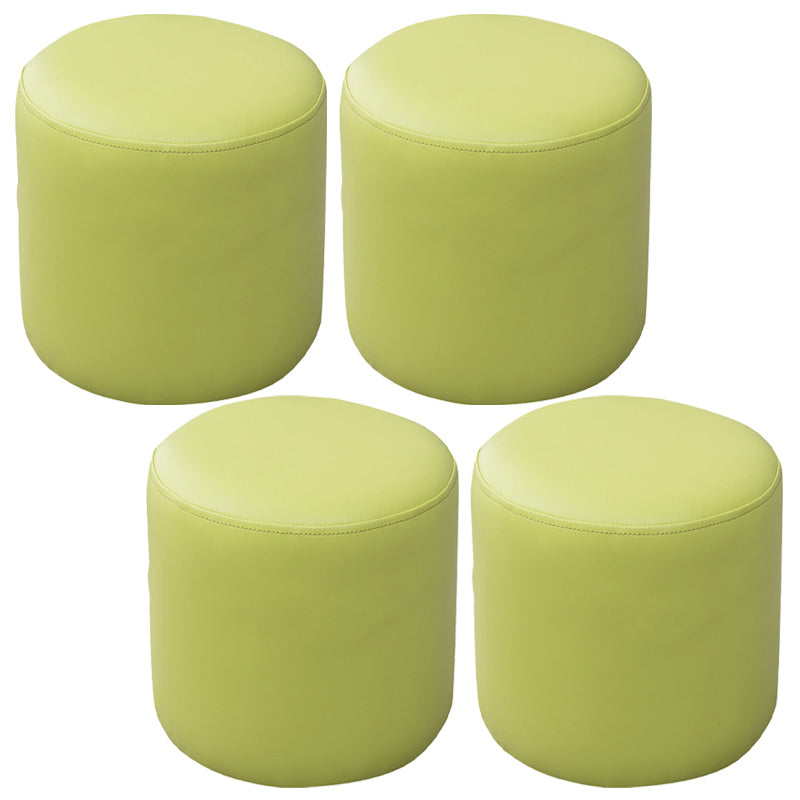 Contemporary Pouf Ottoman Faux Leather Upholstered Solid Color Ottoman Light Green Round 4 Piece Set Clearhalo 'furn' 'furn_ottomans_poufs' 'Furniture' 'Living Room Furniture' 'Ottomans & Poufs' 'ottomans_poufs' 6007040