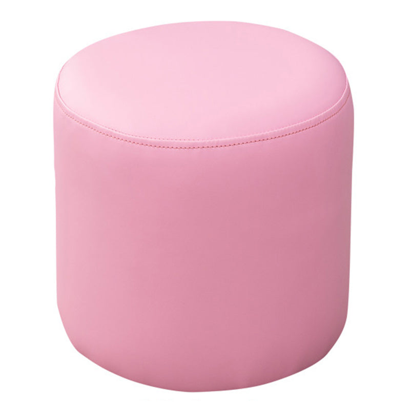 Contemporary Pouf Ottoman Faux Leather Upholstered Solid Color Ottoman Pinkish Red Round 1 Piece Clearhalo 'furn' 'furn_ottomans_poufs' 'Furniture' 'Living Room Furniture' 'Ottomans & Poufs' 'ottomans_poufs' 6007044