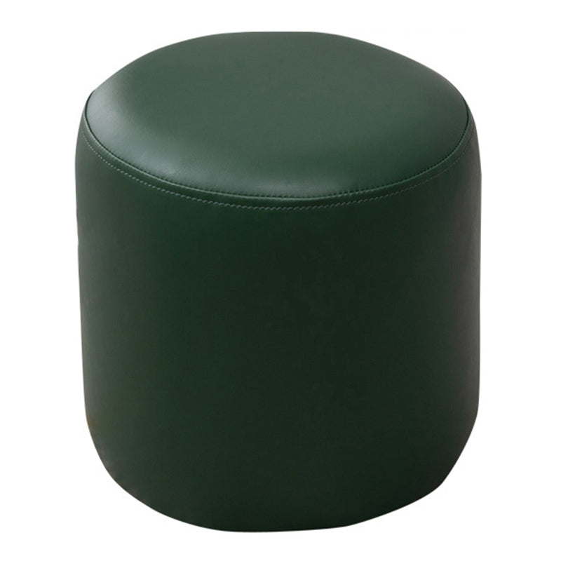 Contemporary Pouf Ottoman Faux Leather Upholstered Solid Color Ottoman Blackish Green Round 1 Piece Clearhalo 'furn' 'furn_ottomans_poufs' 'Furniture' 'Living Room Furniture' 'Ottomans & Poufs' 'ottomans_poufs' 6007047
