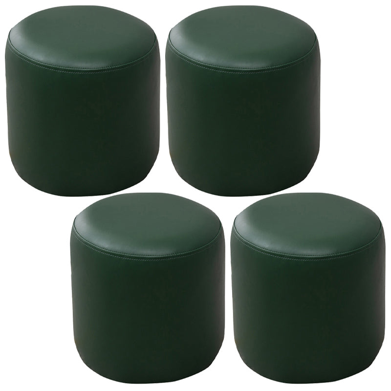 Contemporary Pouf Ottoman Faux Leather Upholstered Solid Color Ottoman Blackish Green Round 4 Piece Set Clearhalo 'furn' 'furn_ottomans_poufs' 'Furniture' 'Living Room Furniture' 'Ottomans & Poufs' 'ottomans_poufs' 6007049