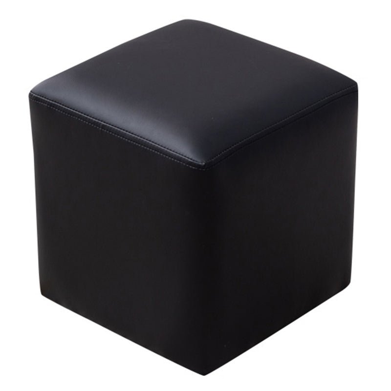 Contemporary Pouf Ottoman Faux Leather Upholstered Solid Color Ottoman Black Square 1 Piece Clearhalo 'furn' 'furn_ottomans_poufs' 'Furniture' 'Living Room Furniture' 'Ottomans & Poufs' 'ottomans_poufs' 6007050