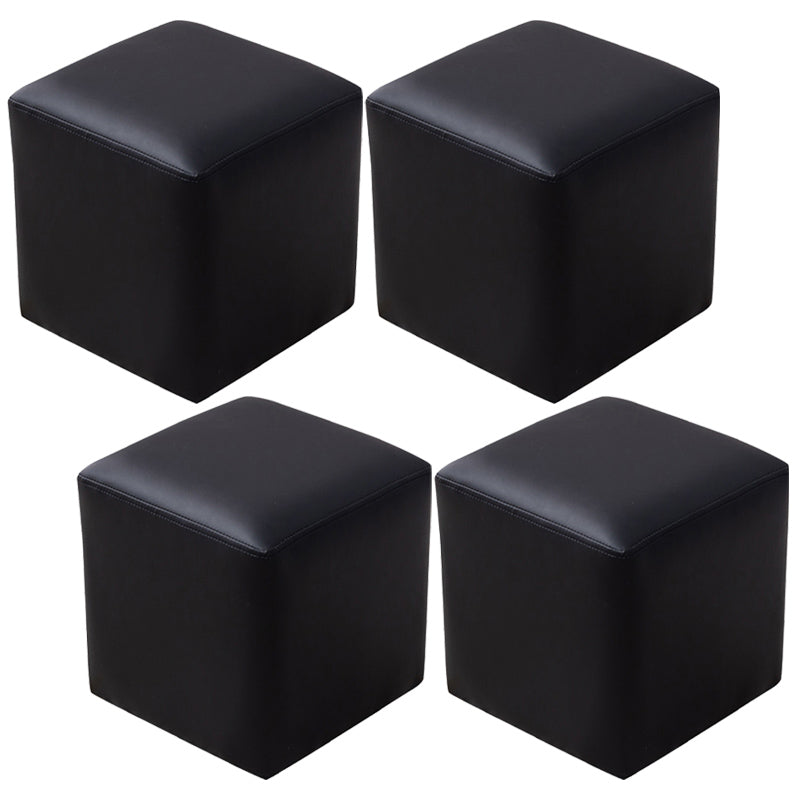 Contemporary Pouf Ottoman Faux Leather Upholstered Solid Color Ottoman Black Square 4 Piece Set Clearhalo 'furn' 'furn_ottomans_poufs' 'Furniture' 'Living Room Furniture' 'Ottomans & Poufs' 'ottomans_poufs' 6007052