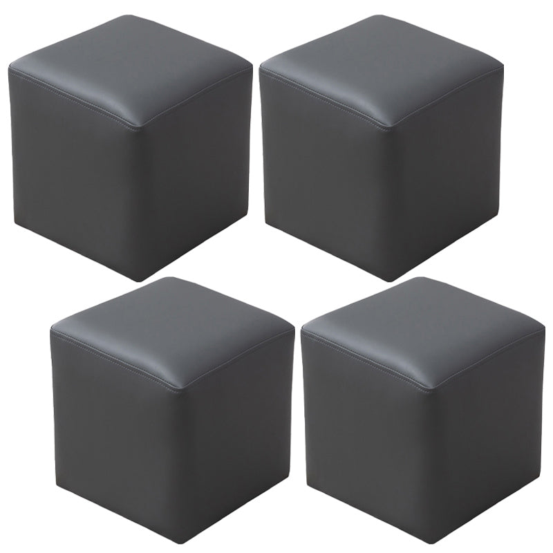 Contemporary Pouf Ottoman Faux Leather Upholstered Solid Color Ottoman Dark Gray Square 4 Piece Set Clearhalo 'furn' 'furn_ottomans_poufs' 'Furniture' 'Living Room Furniture' 'Ottomans & Poufs' 'ottomans_poufs' 6007055