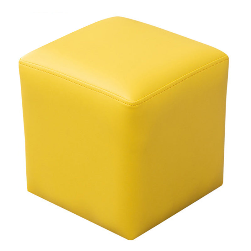 Contemporary Pouf Ottoman Faux Leather Upholstered Solid Color Ottoman Yellow Square 1 Piece Clearhalo 'furn' 'furn_ottomans_poufs' 'Furniture' 'Living Room Furniture' 'Ottomans & Poufs' 'ottomans_poufs' 6007056