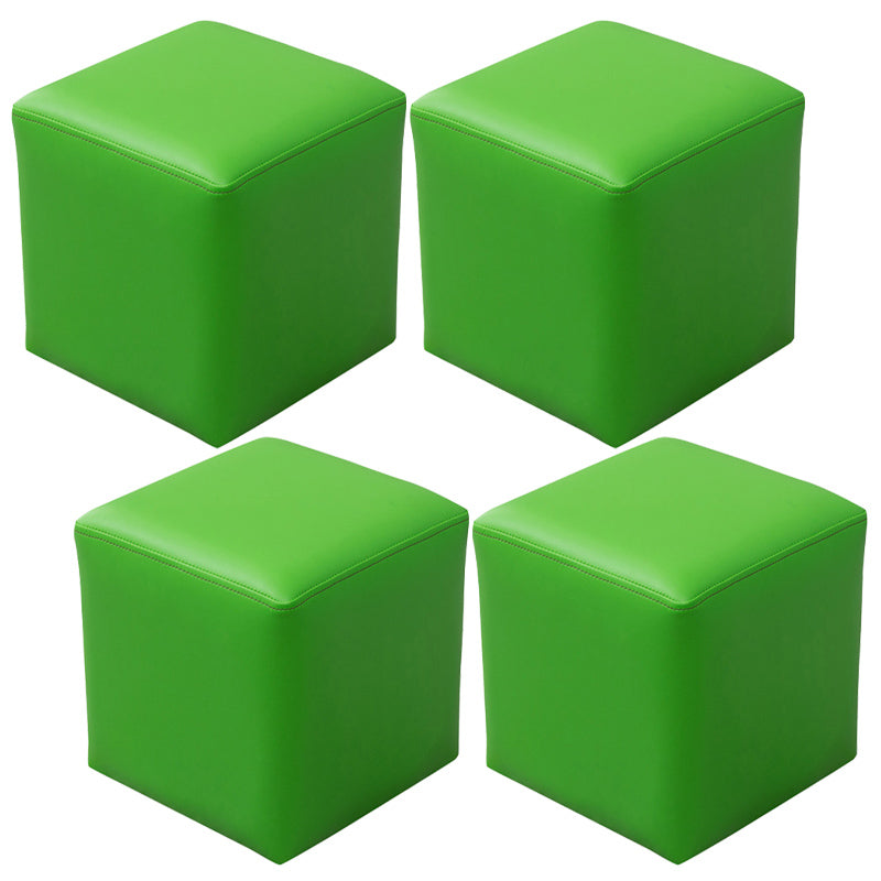 Contemporary Pouf Ottoman Faux Leather Upholstered Solid Color Ottoman Green Square 4 Piece Set Clearhalo 'furn' 'furn_ottomans_poufs' 'Furniture' 'Living Room Furniture' 'Ottomans & Poufs' 'ottomans_poufs' 6007061