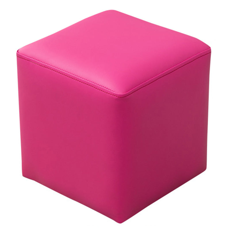 Contemporary Pouf Ottoman Faux Leather Upholstered Solid Color Ottoman Rose Red Square 1 Piece Clearhalo 'furn' 'furn_ottomans_poufs' 'Furniture' 'Living Room Furniture' 'Ottomans & Poufs' 'ottomans_poufs' 6007062