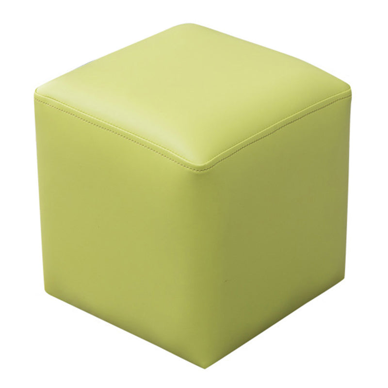 Contemporary Pouf Ottoman Faux Leather Upholstered Solid Color Ottoman Light Green Square 1 Piece Clearhalo 'furn' 'furn_ottomans_poufs' 'Furniture' 'Living Room Furniture' 'Ottomans & Poufs' 'ottomans_poufs' 6007065